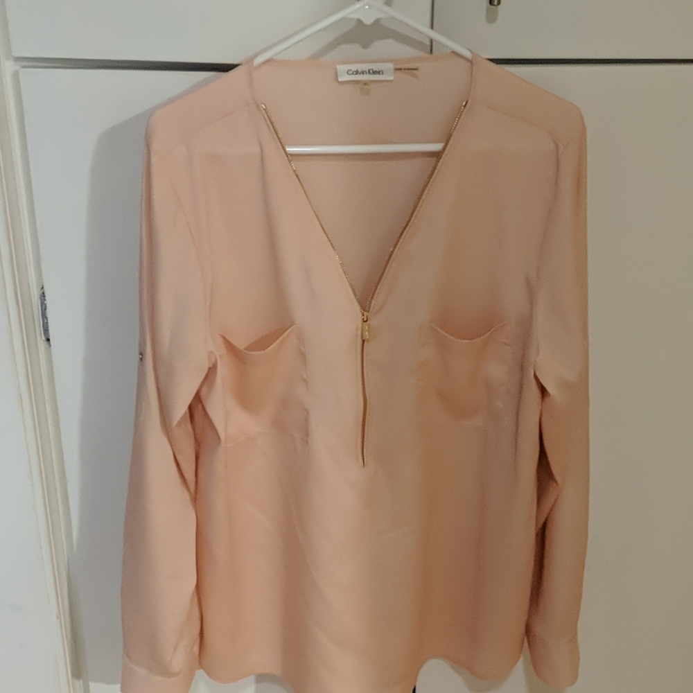 Calvin Klein blush pink work blouse XL